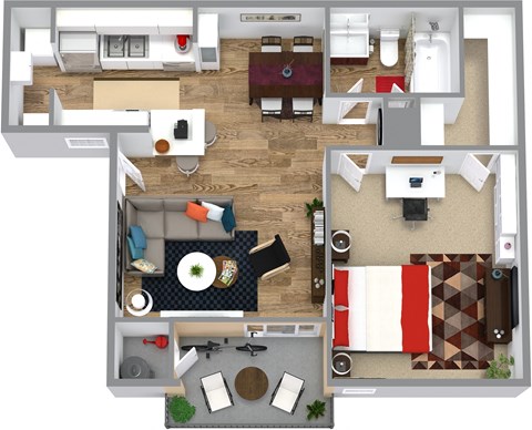 Retreat at Barton Creek One Bedroom Floor Plan